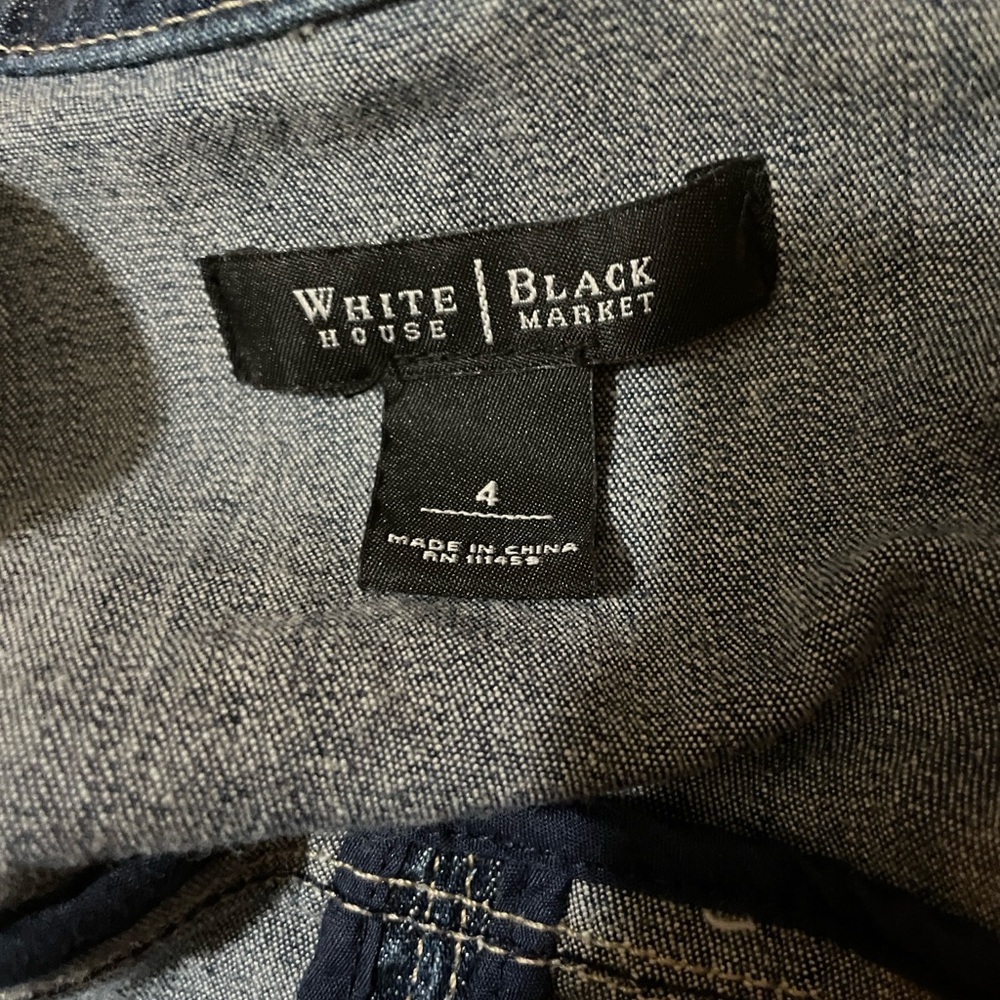 White House Black Market Dark Blue Denim Military-Style Jean Jacket - Picture 2 of 11